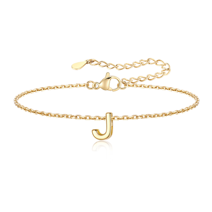 Gold Plated  Initial J Bracelet for Women