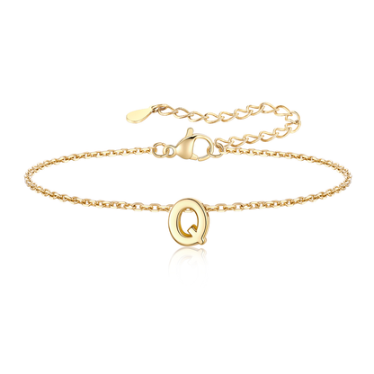 Gold Plated  Initial Q Bracelet for Women