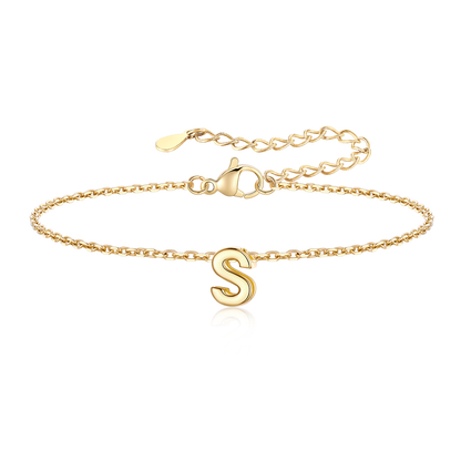 Gold Plated  Initial S Bracelet for Women
