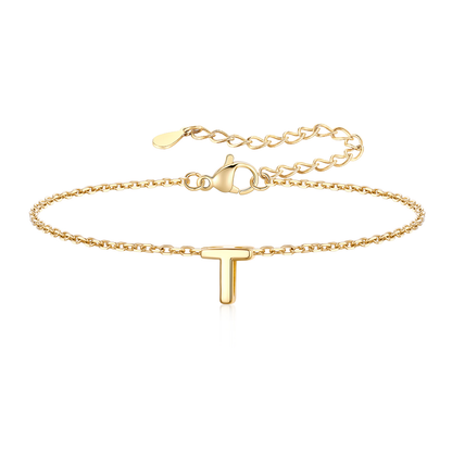 Gold Plated  Initial T Bracelet for Women
