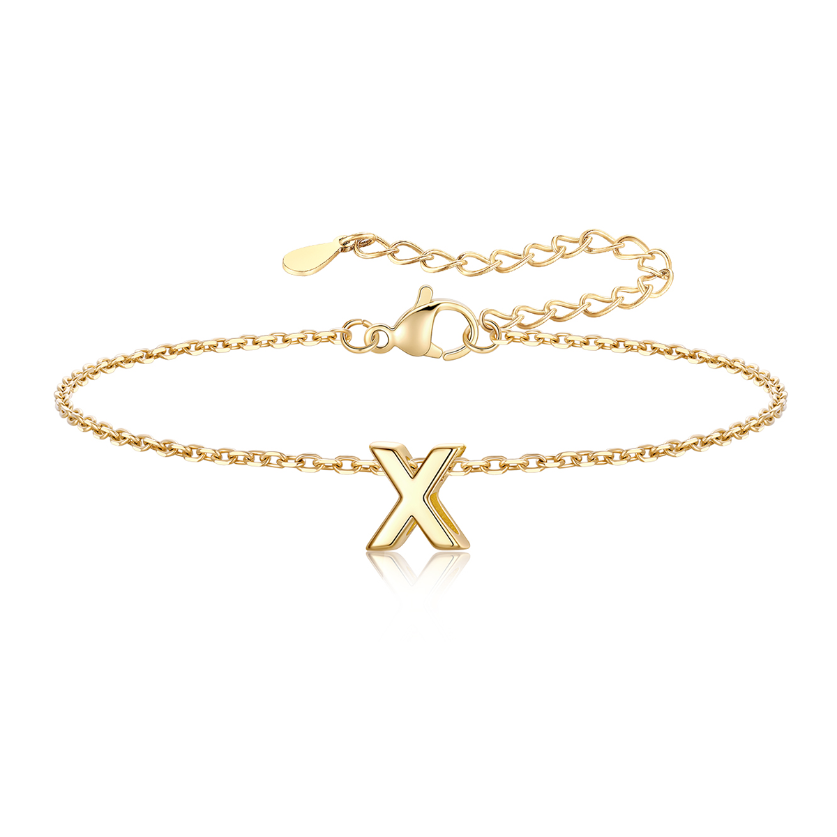 Gold Plated  Initial X Bracelet for Women