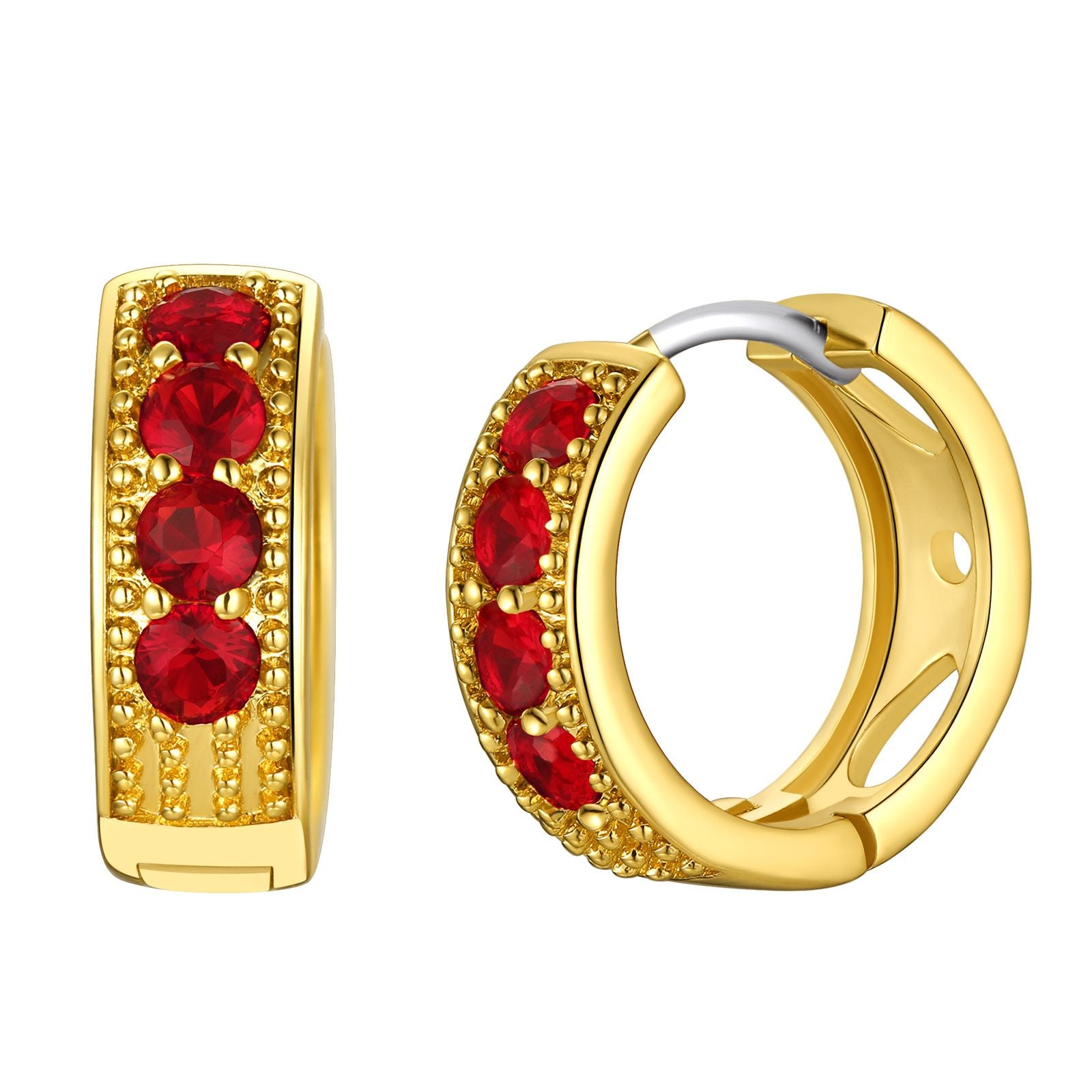 Gold Plated July Birthstone Hoop Earrings