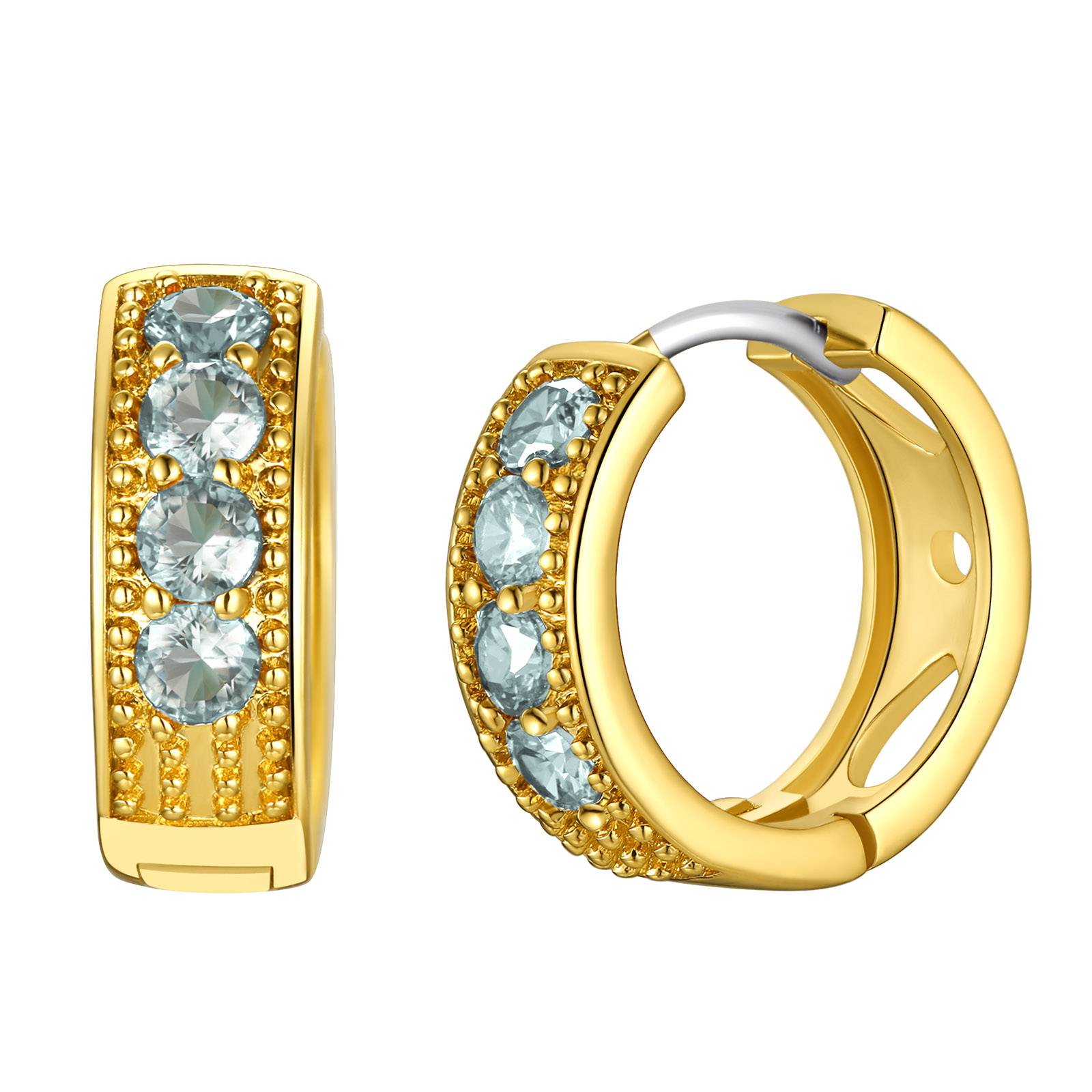 Gold Plated March Birthstone Hoop Earrings