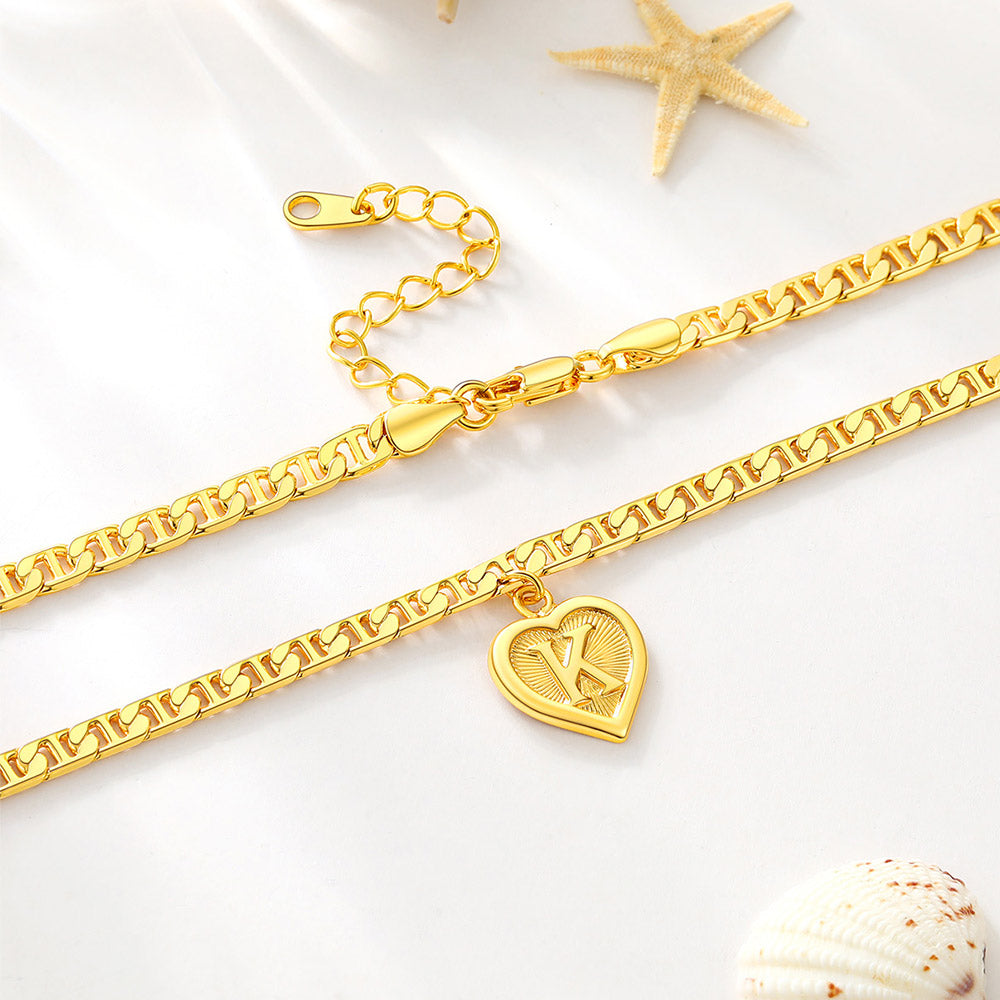 Personalized Initial Charm Mariner Chain Anklet – BIRTHSTONES