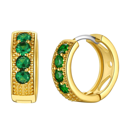 Gold Plated May Birthstone Hoop Earrings