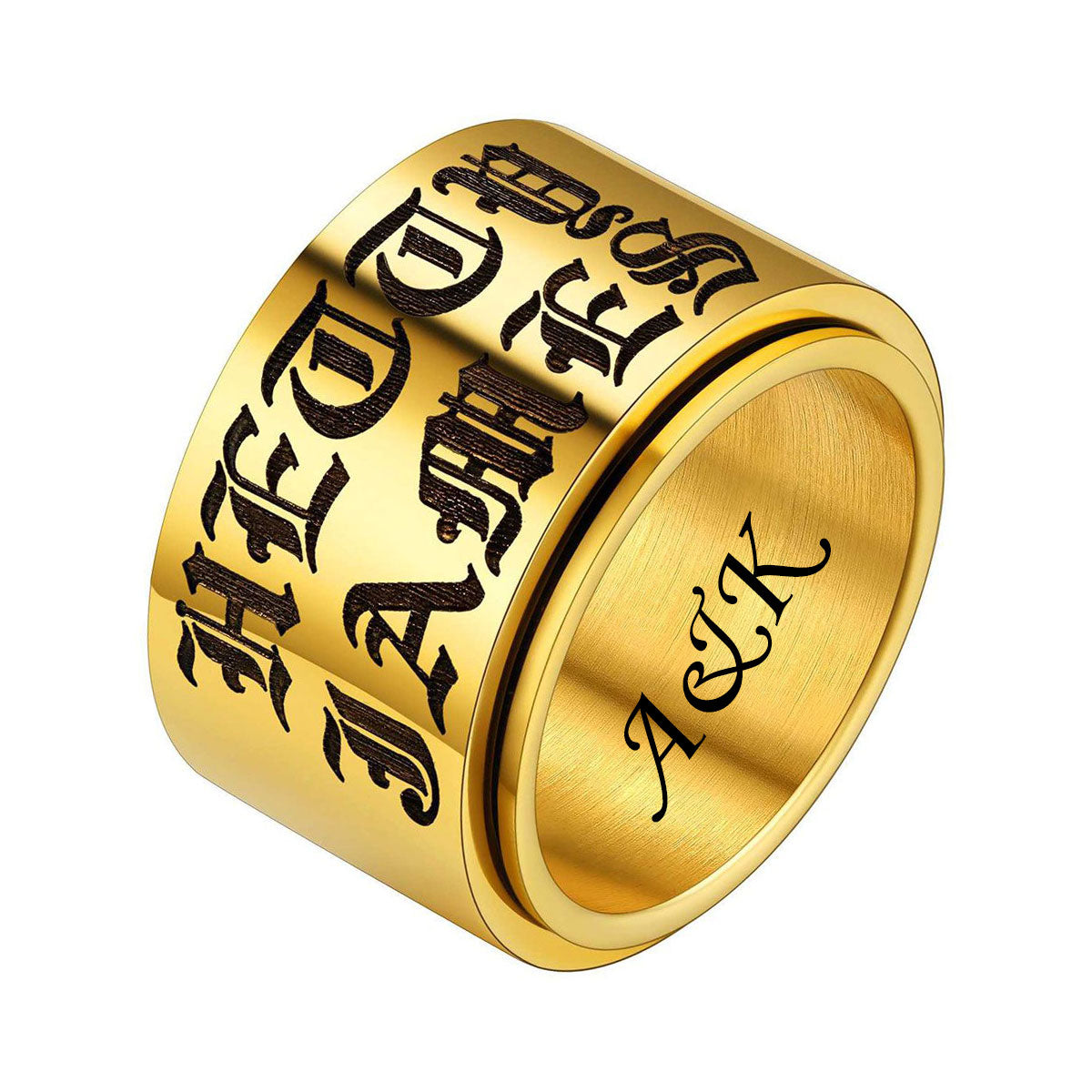 Gold Plated Name Fidget Spinner Promise Ring 15mm
