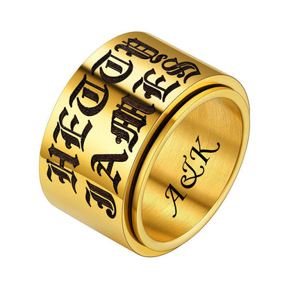 Gold Plated Name Fidget Spinner Promise Ring 15mm