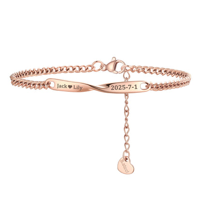 Gold Plated Name Mobius Matching Bracelets for Women