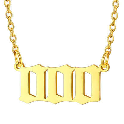 Gold Plated Number 000 Necklace in Stainless Steel