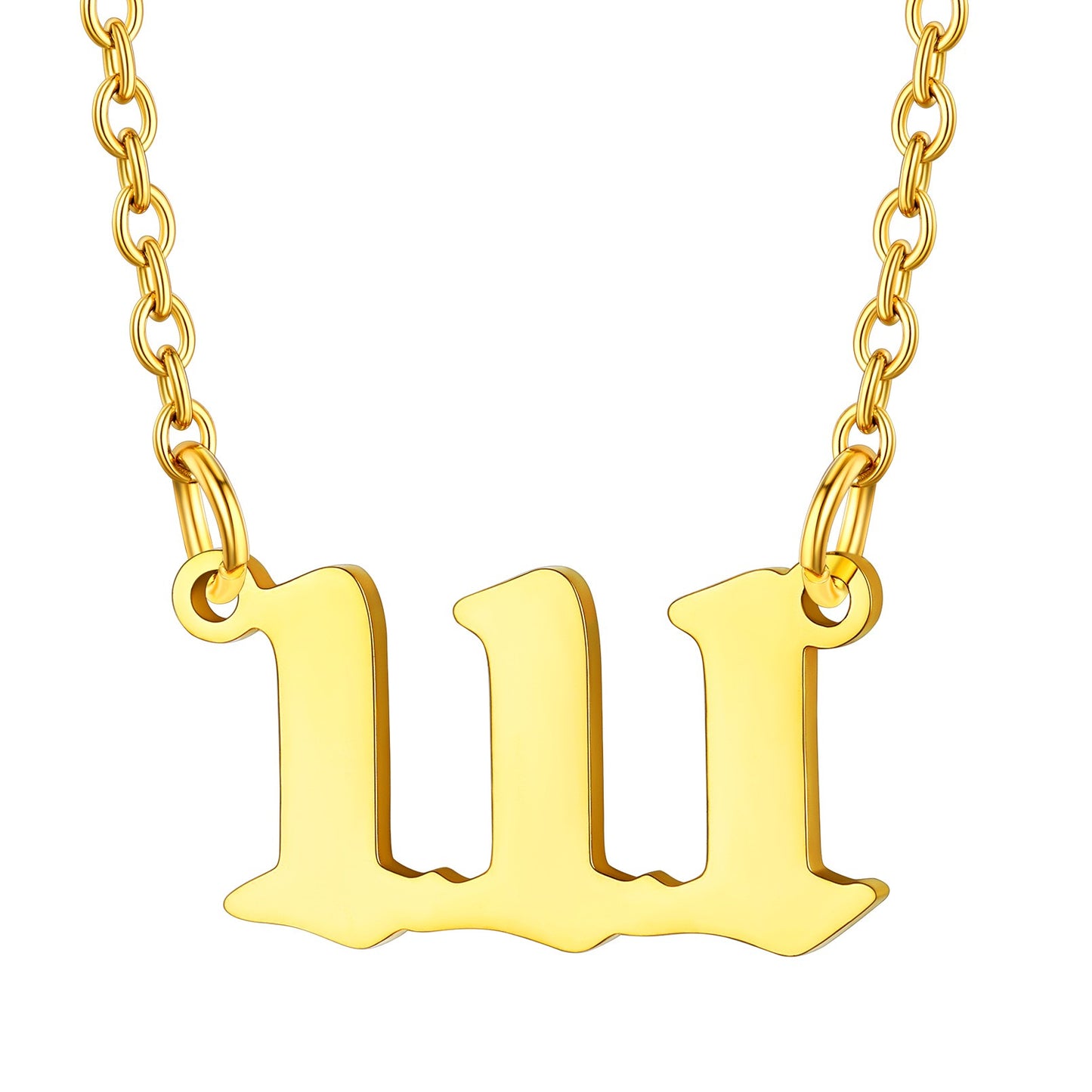 Gold Plated Number 111 Necklace in Stainless Steel