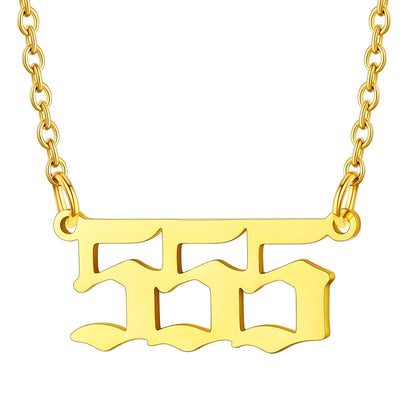 Gold Plated Number 555 Necklace in Stainless Steel