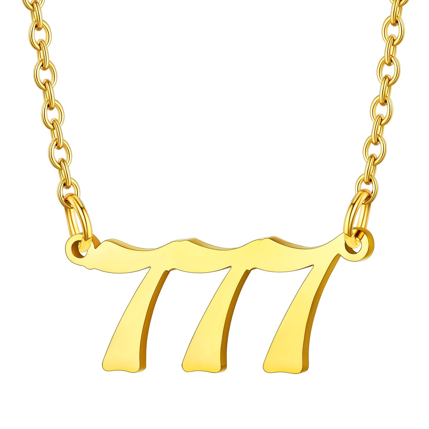 Gold Plated Number 777 Necklace in Stainless Steel