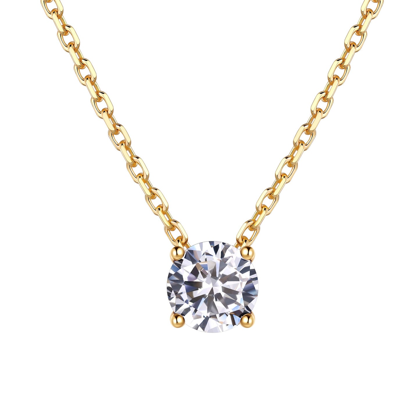 Gold Plated Solitaire April Birthstone Necklace for Women on a white background