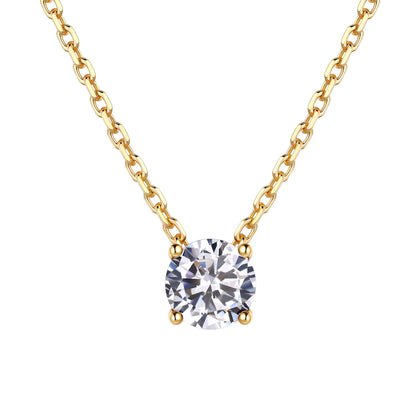 Gold Plated Solitaire April Birthstone Necklace for Women on a white background