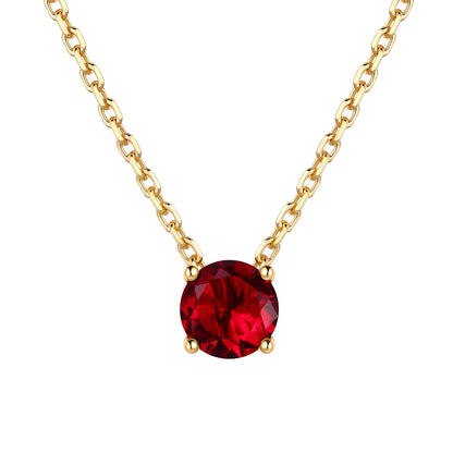 Gold Plated Solitaire January Birthstone Necklace for Women on a white background