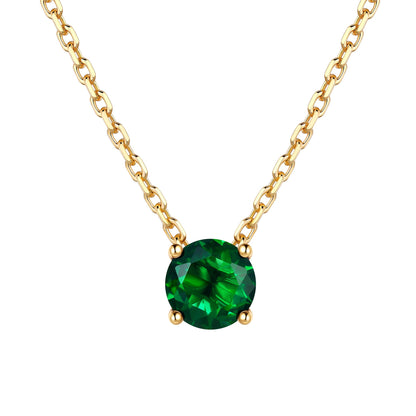 Gold Plated Solitaire May Birthstone Necklace for Women on a white background