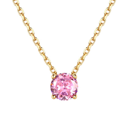 Gold Plated Solitaire October Birthstone Necklace for Women on a white background