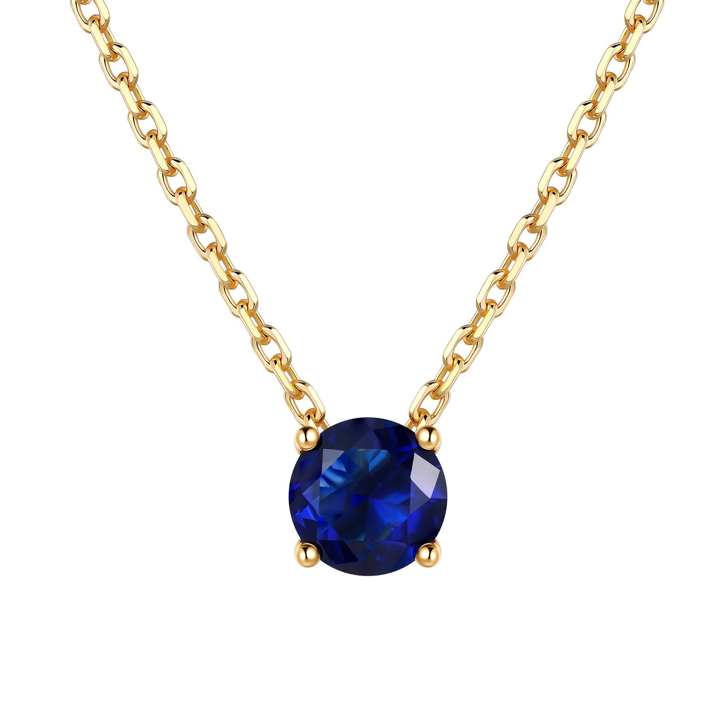 Gold Plated Solitaire September Birthstone Necklace for Women on a white background