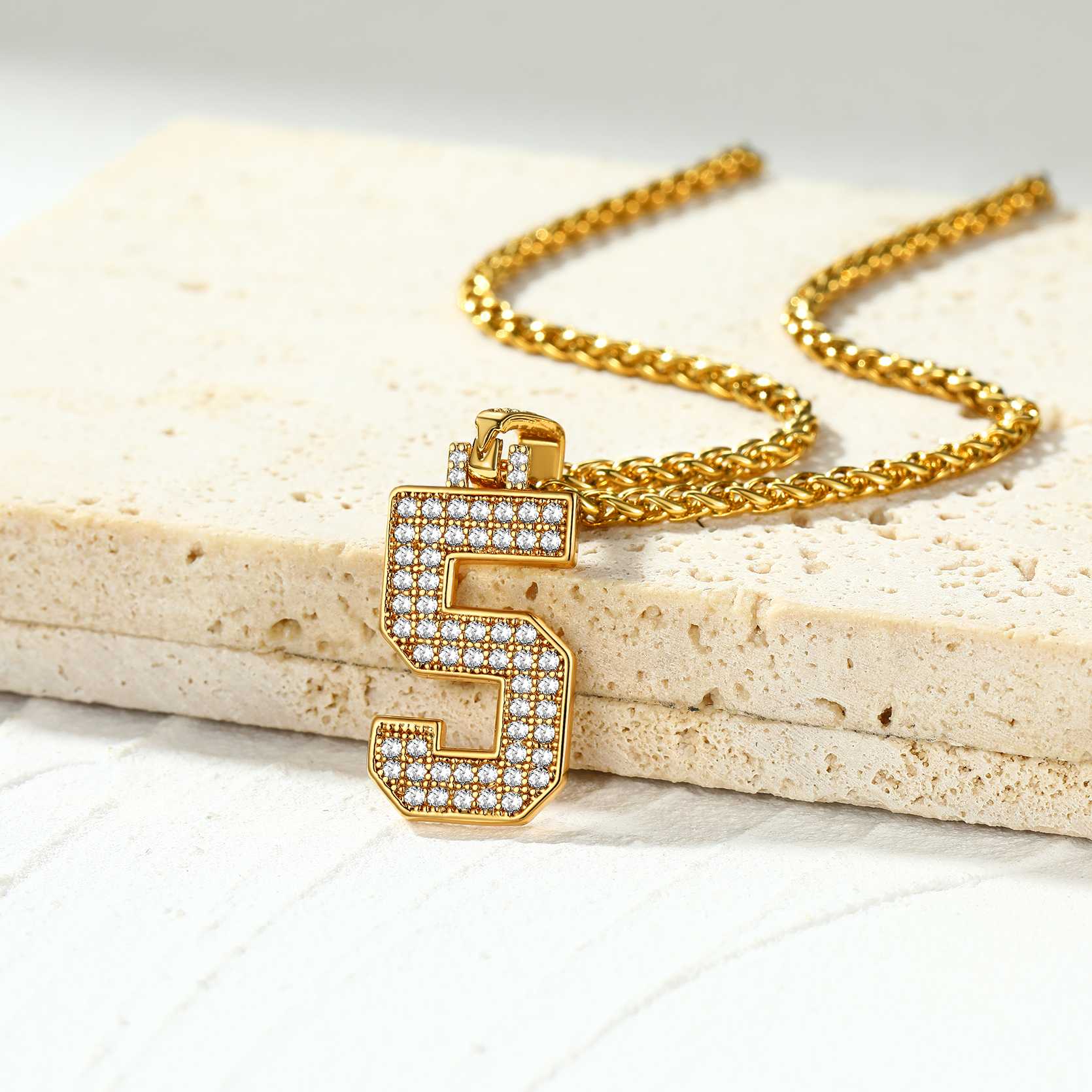 Gold Platerd Jersey 0-9 Number Necklace