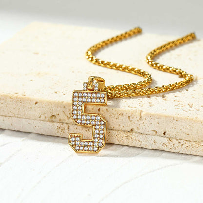 Gold Platerd Jersey 0-9 Number Necklace