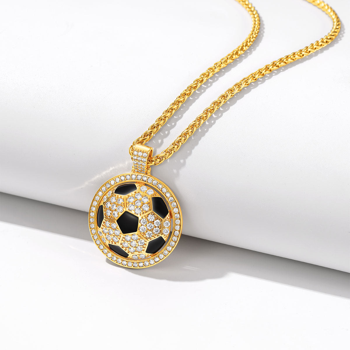 Gold Spinning Soccer Necklaces Sport Necklaces