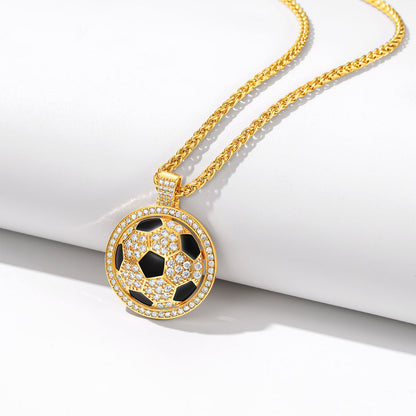 Gold Spinning Soccer Necklaces Sport Necklaces