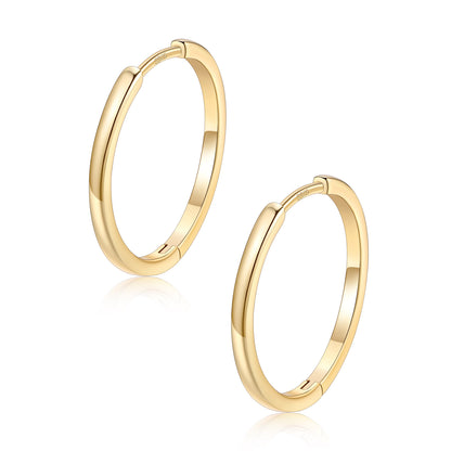 Gold hoop earrings on a white background 20mm 