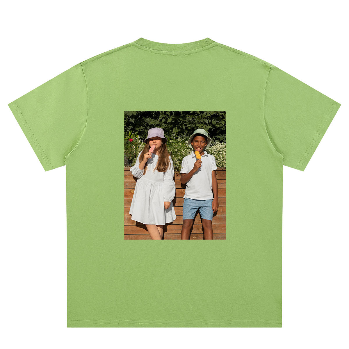 Green Back Picture T-Shirts for Women Men
