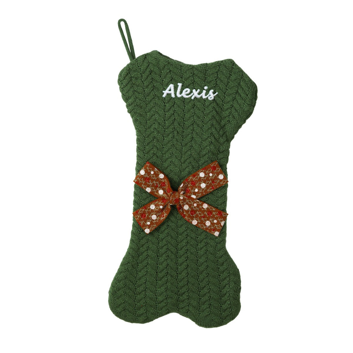 Green Name Bone Shape Christmas Stockings
