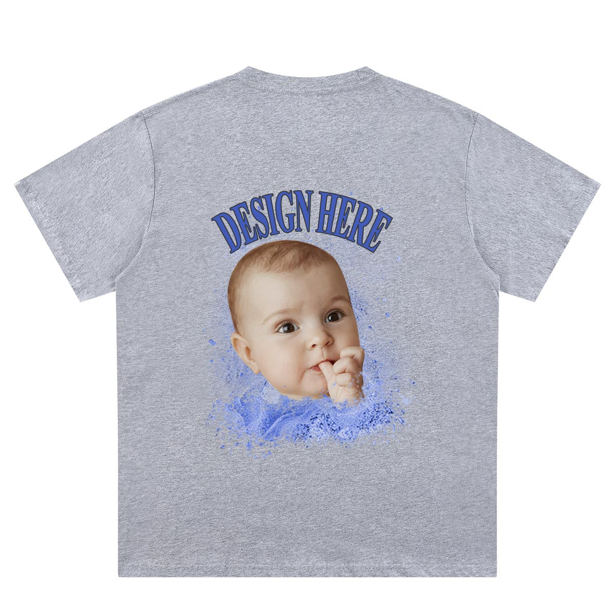 Grey Back Custom Photo and Text T-Shirts