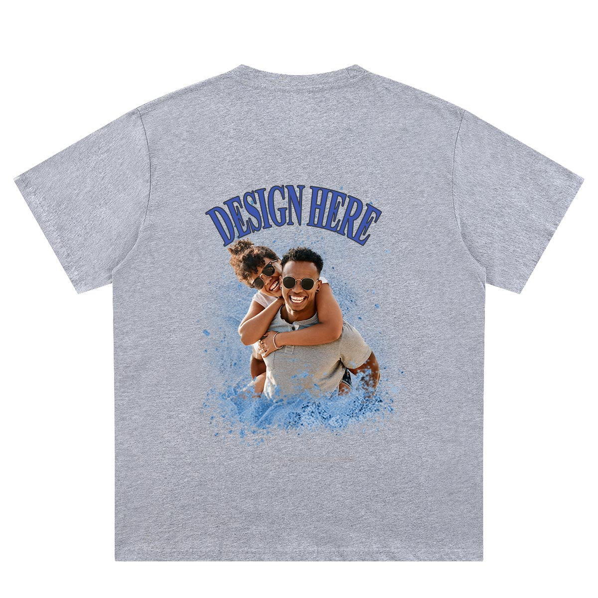 Grey Back Personalized Photo and Text T-Shirts