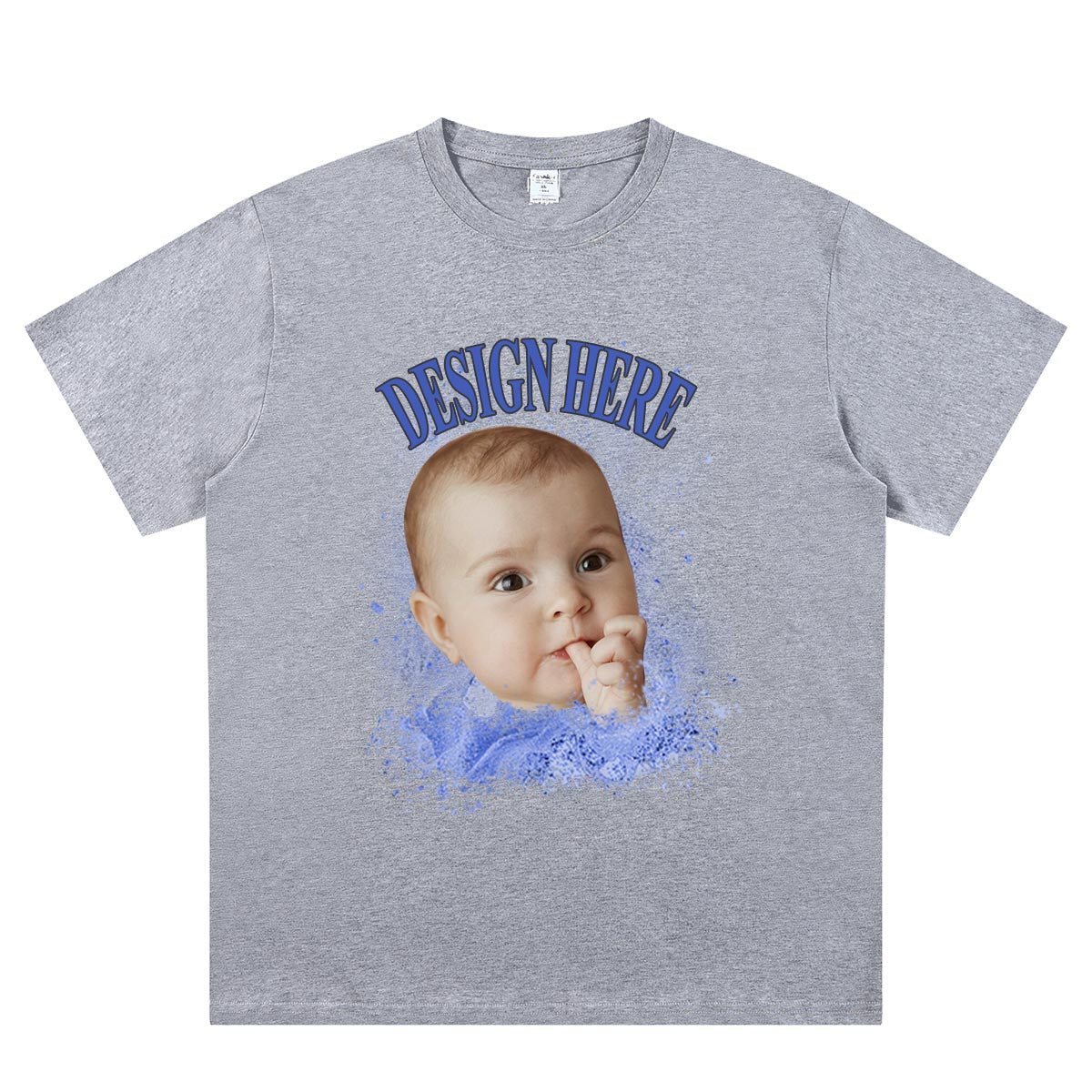 Grey Custom Photo and Text T-Shirts