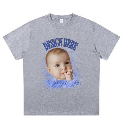 Grey Custom Photo and Text T-Shirts