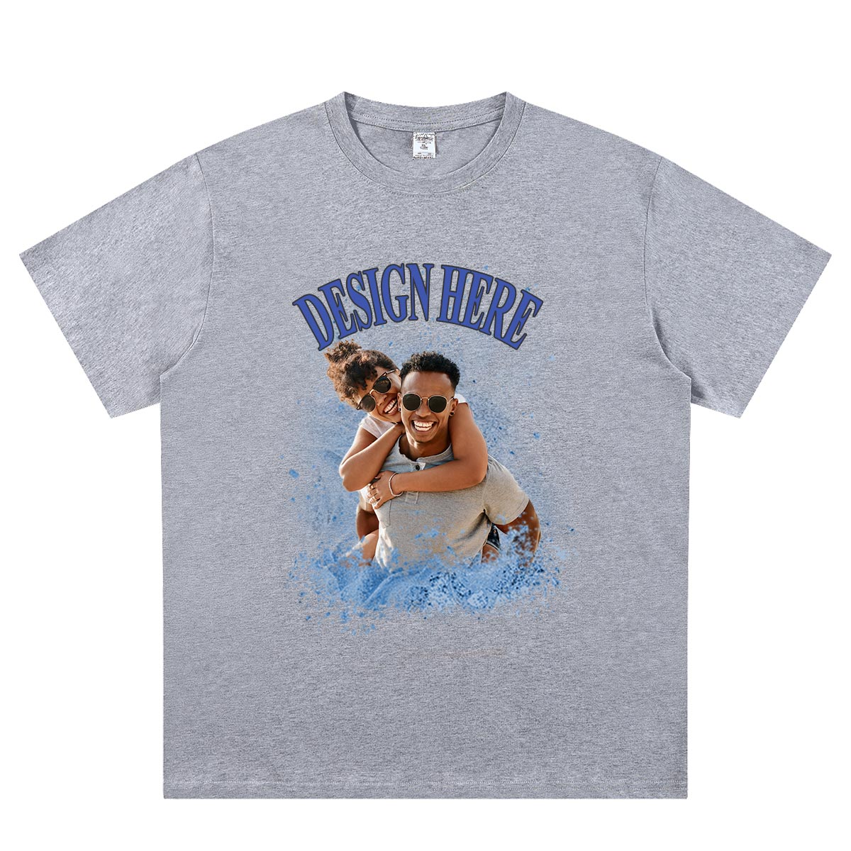 Grey Personalized Photo and Text T-Shirts