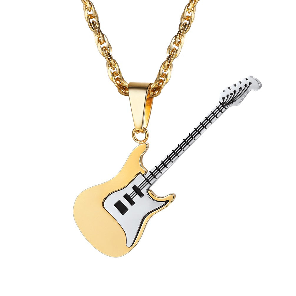 Guitar Pendant Necklace Gold 