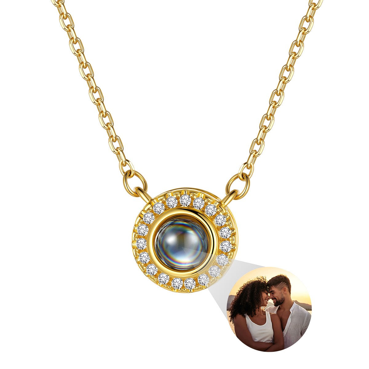 Halo Photo Projection Necklace in Gold Plated