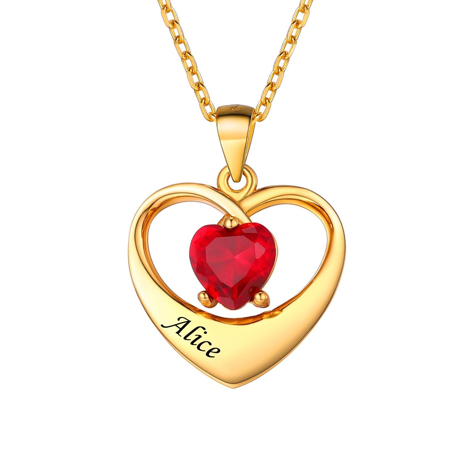 Heart Birthstone Necklace in Gold