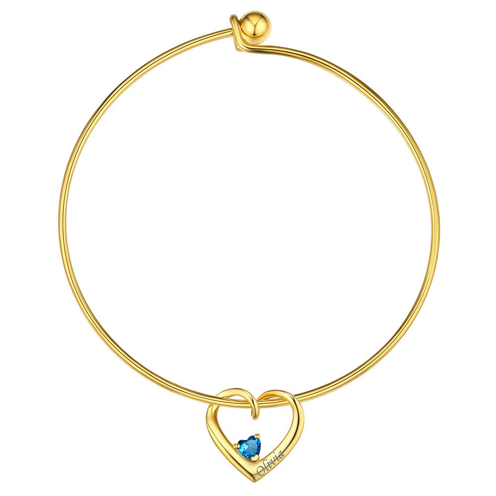 Heart Bracelet Gemstone Bangle For Women