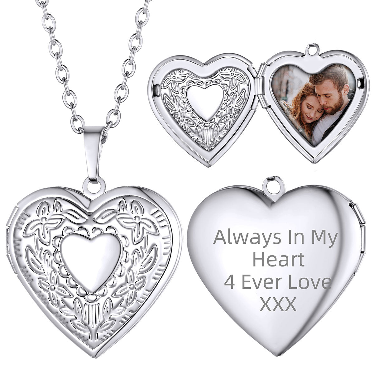 Personalized Picture Necklace Heart Flower Locket