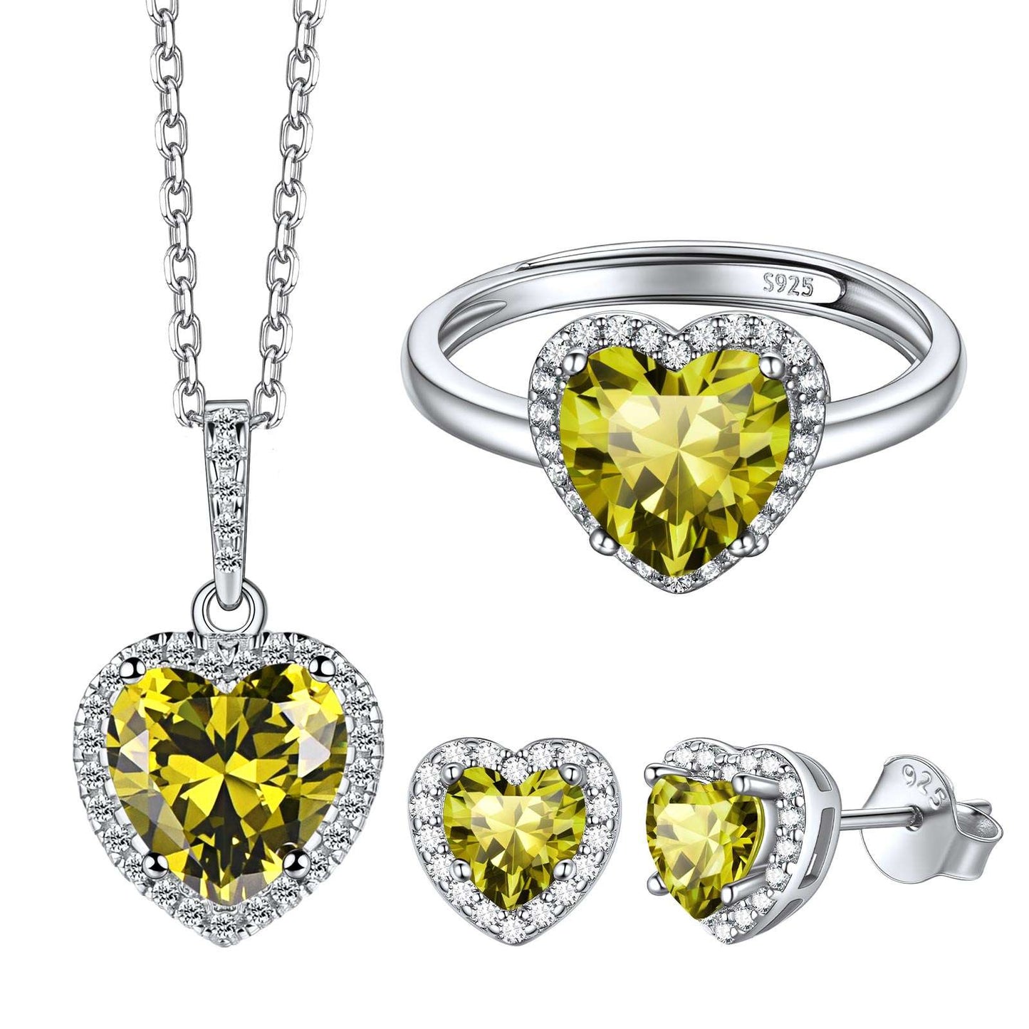 Heart August Birthstone Jewelry Set