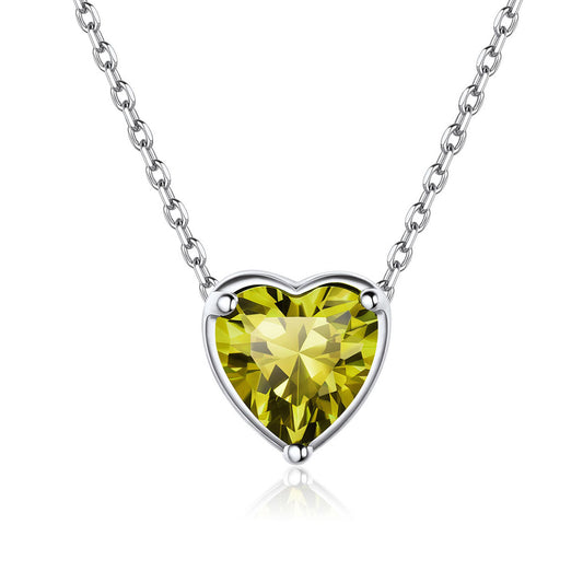 Heart August Birthstone Necklace For Women on a white background