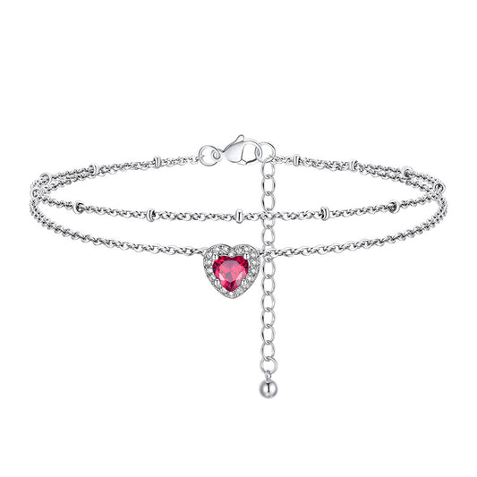 Heart Birthstone Halo Anklet FIA23769