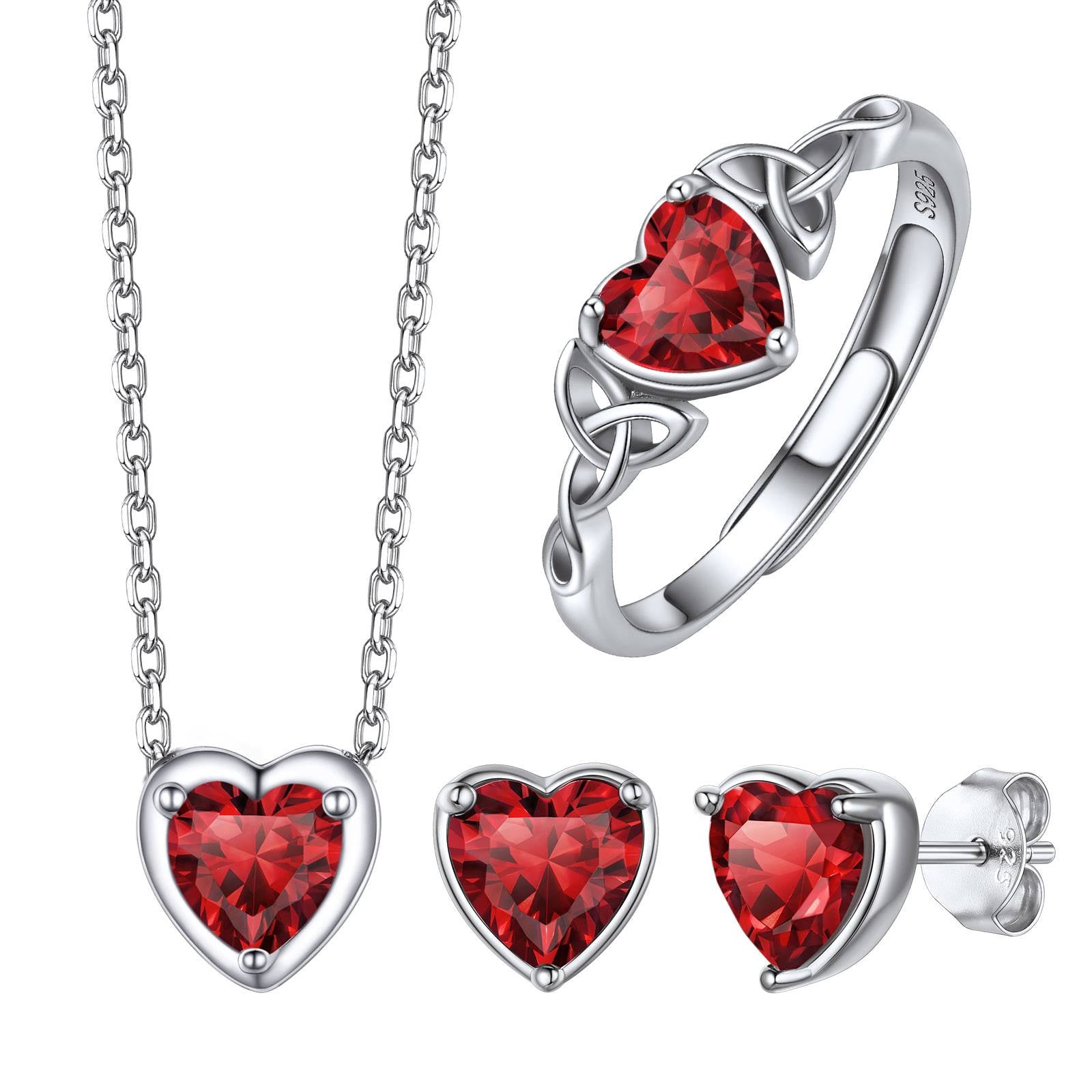 Heart Birthstone Jewelry Set