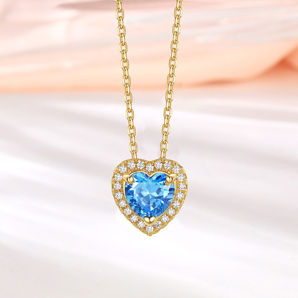 Heart Birthstone Necklace Halo