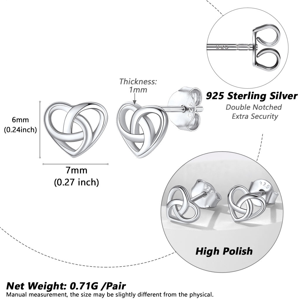 Heart Celtic Knot Stud Earrings Dimension, Durable