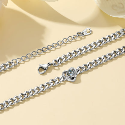  Heart Charm Photo Projection Bracelet Steel