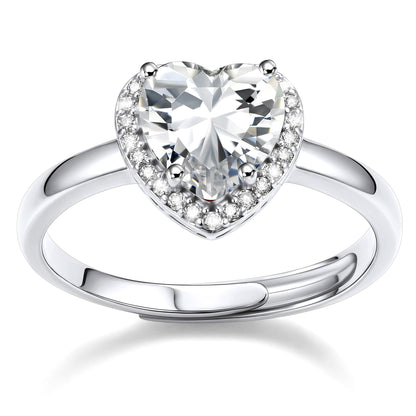 Heart Halo April Birthstone Promise Ring on a white background