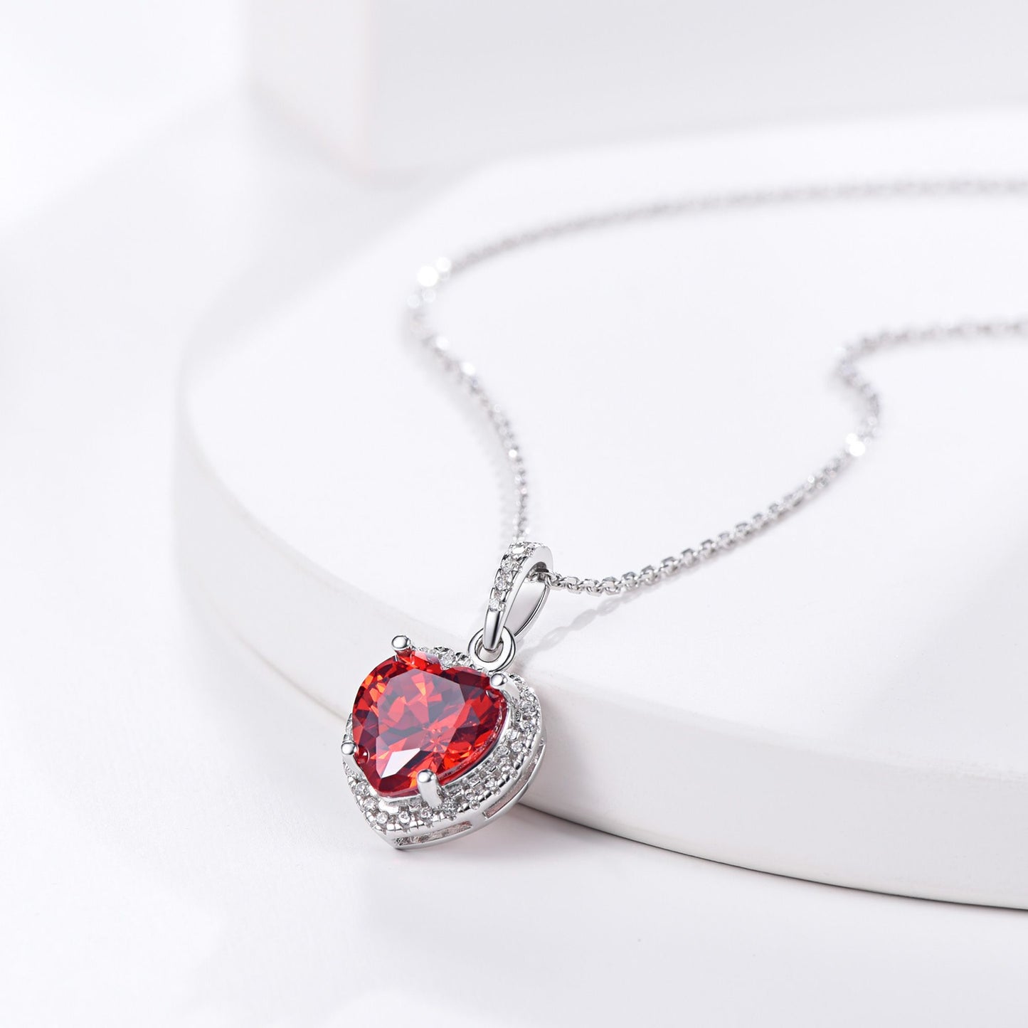 Heart Halo Birthstone Necklace