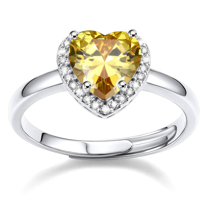 Heart Halo November Birthstone Promise Ring on a white background