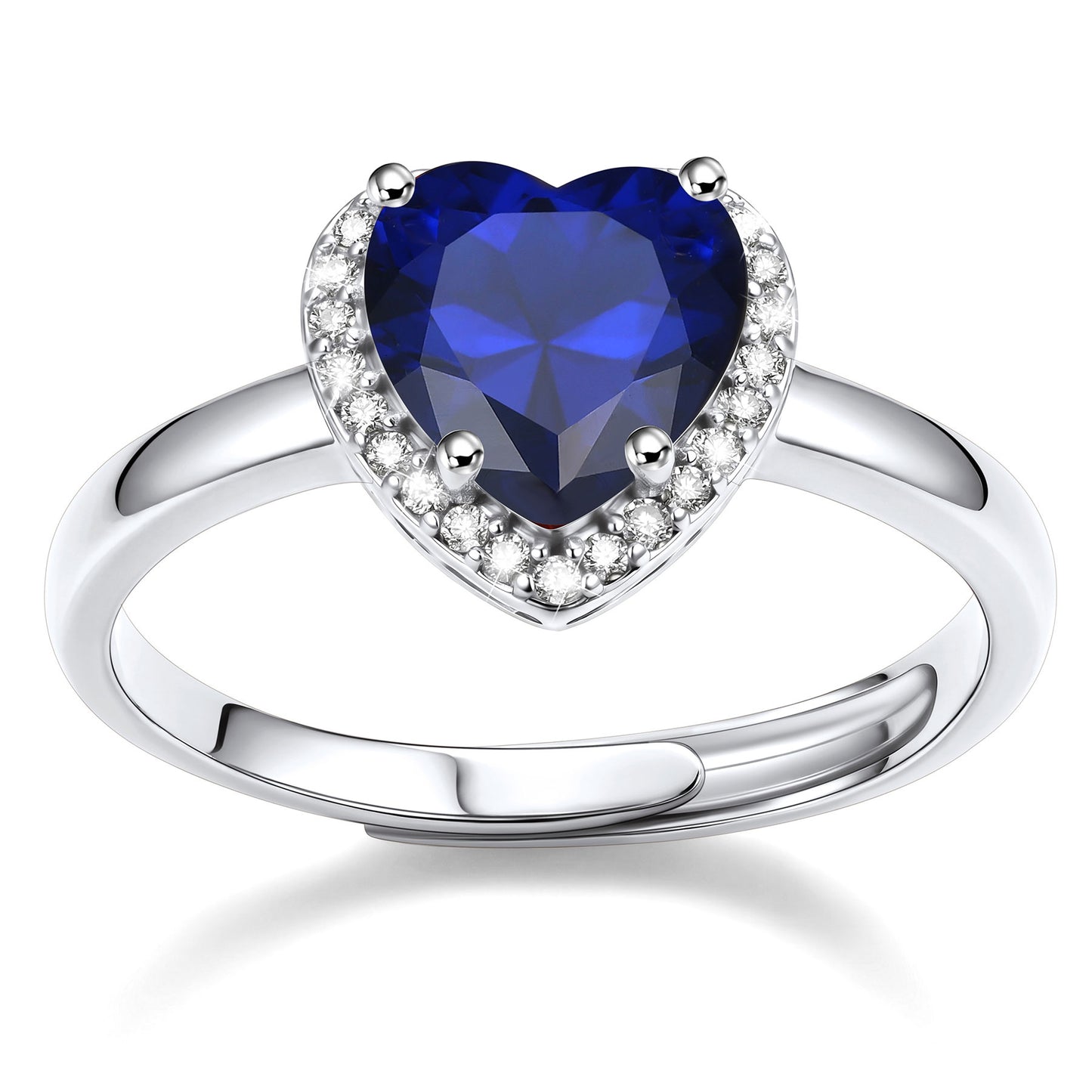 Heart Halo September Birthstone Promise Ring on a white background